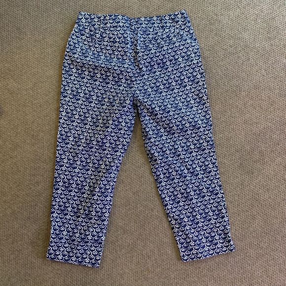 Ladies Talbots The Perfect Crop Blue White Print Capri Cropped Pants Size 6P - Picture 9 of 10